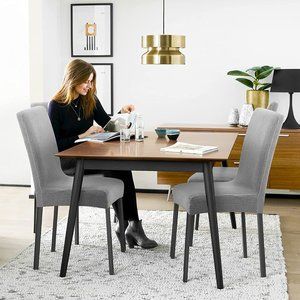 Dining Chair Covers Set of 4 Washable Stretch Slipcovers Medium Gray